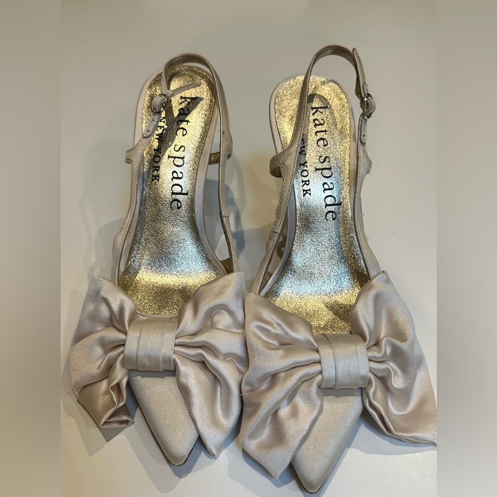 Kate Spade Ivory Bow Slingback Heels